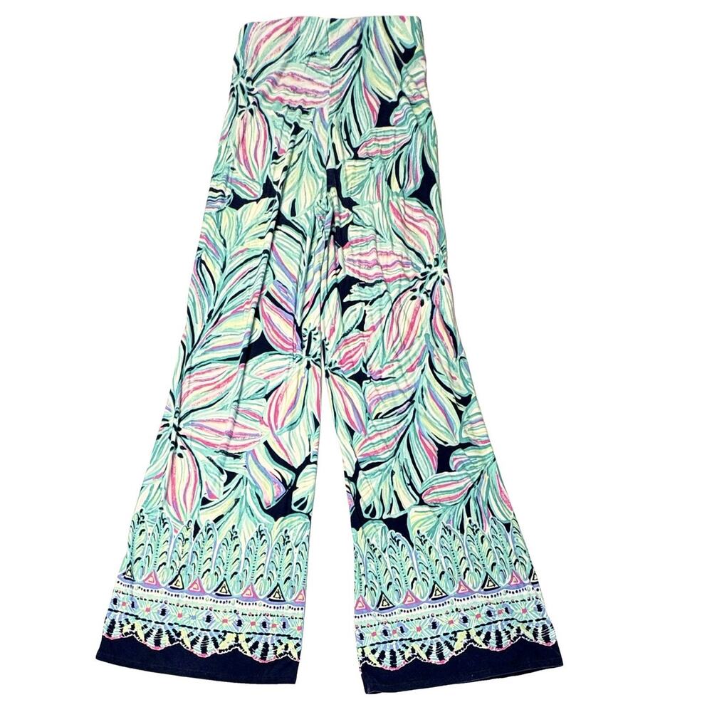 Lilly Pulitzer Weslee Palazzo Wide Leg Pant XS‎ High Tide Bohemian Cottagecore - Picture 2 of 11